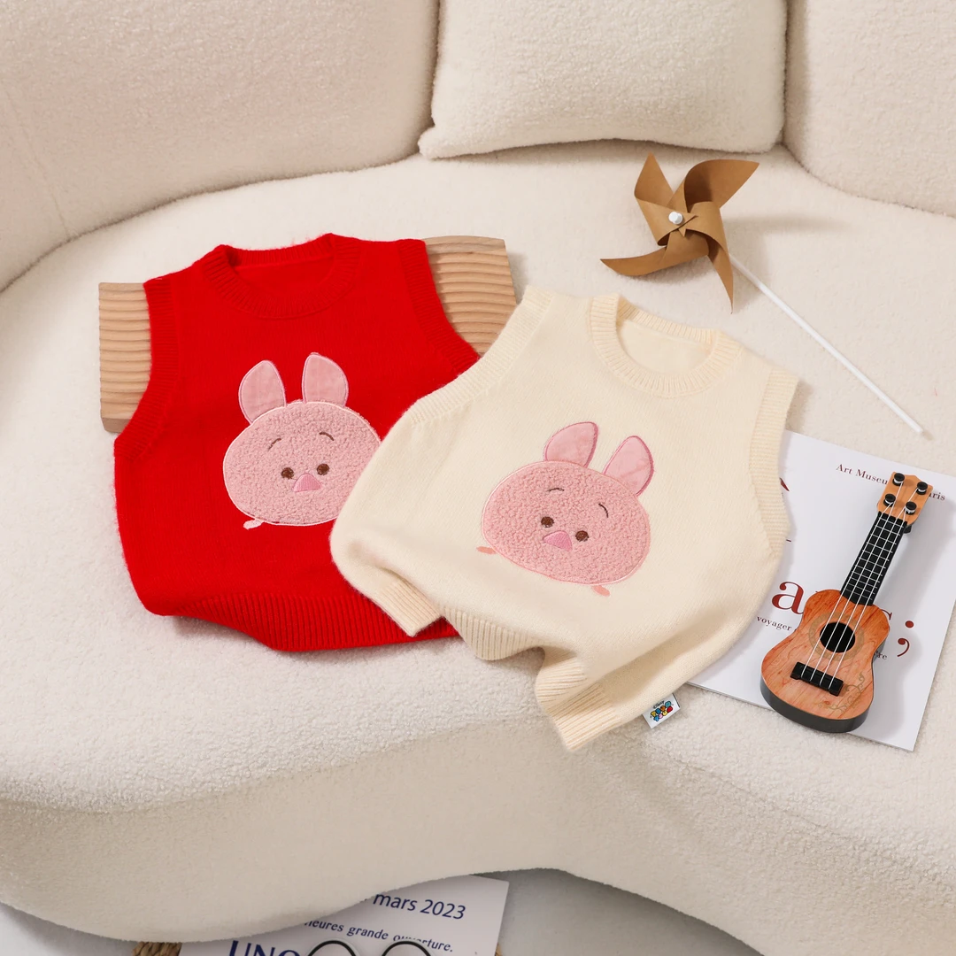 Disney/迪士尼3005童装毛衣背心女童套头春秋女宝保暖针织马甲