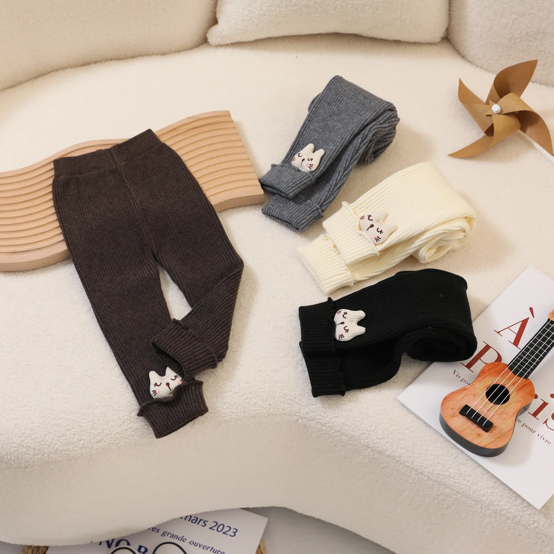 女童针织裤百搭保暖秋冬儿童打底裤春秋宝宝外穿加厚冬季毛裤子