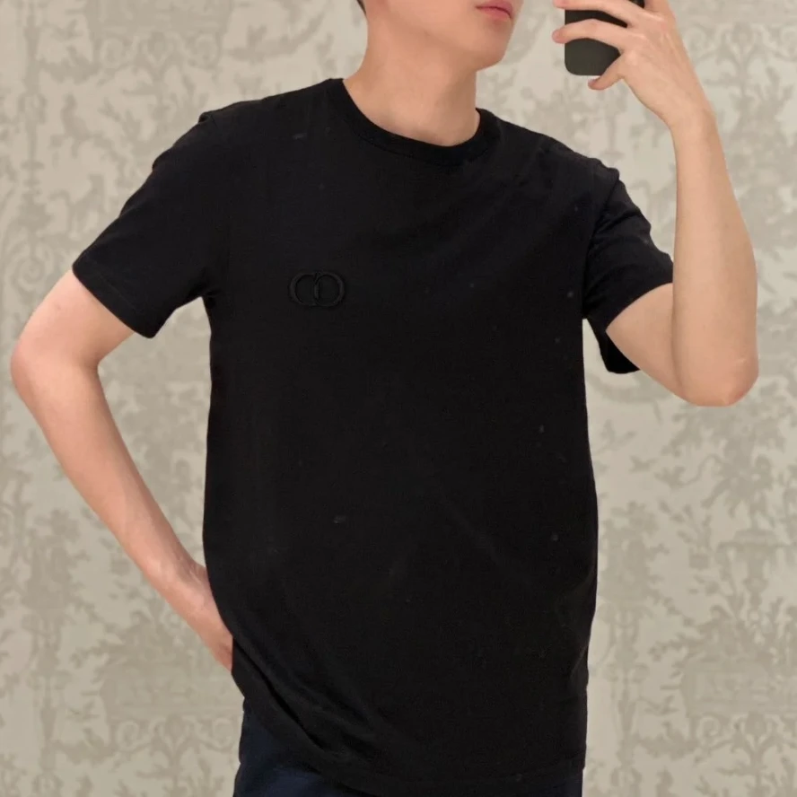 全新未使用 DIOR/迪奥 男士黑色经典款圆领CDT恤114216休闲百搭款