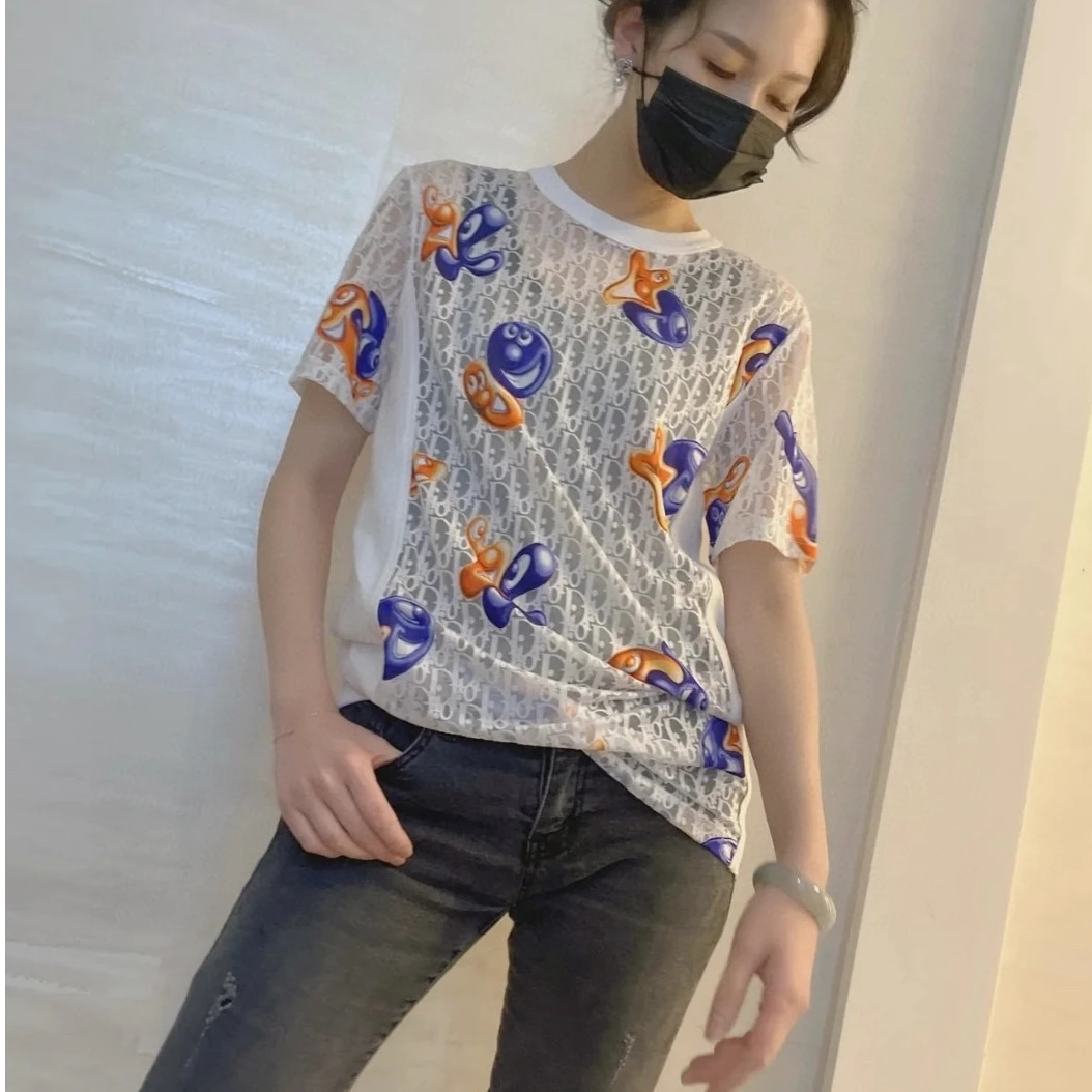 全新未使用 DIOR/迪奥 Kenny Scharf联名款 镂空短袖 T恤 114201