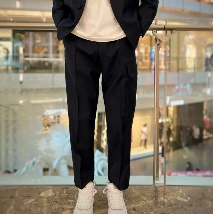 全新未使用 DIOR/迪奥 男士黑色单侧口袋休闲裤128907