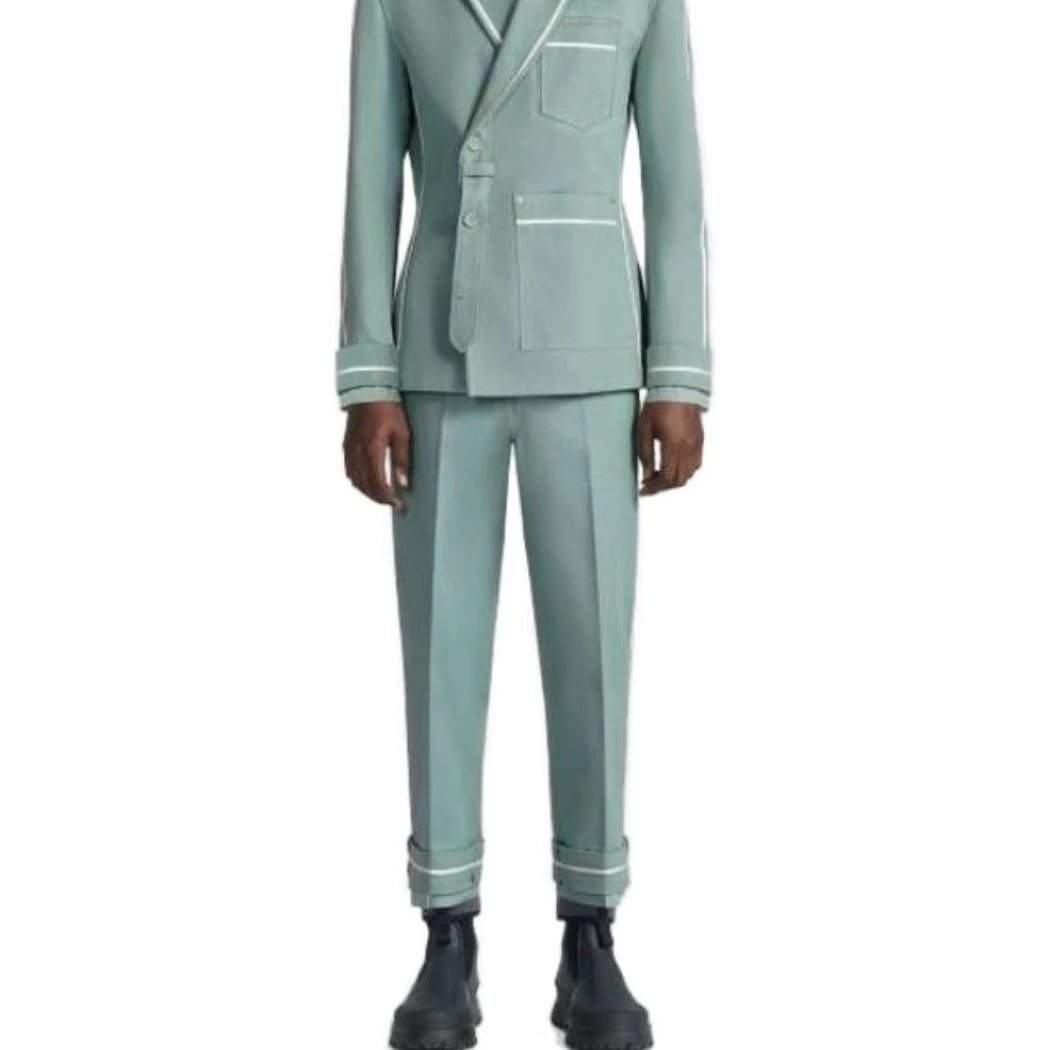 全新未使用 DIOR/迪奥 男士绿色时尚个性园艺休闲长裤128926修身