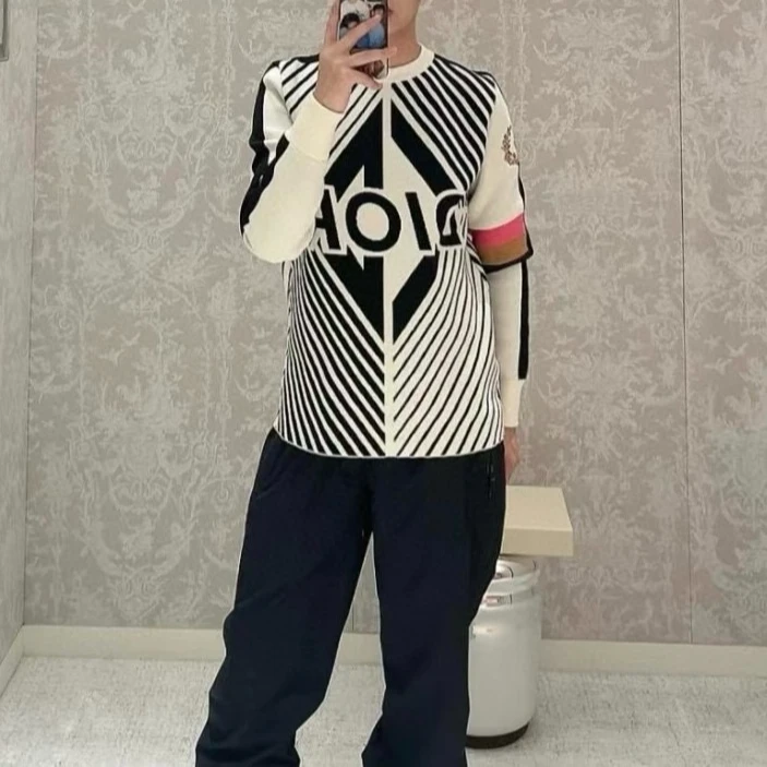 全新未使用 DIOR/迪奥 男士联名款长袖针织衫129025 时尚休闲百搭