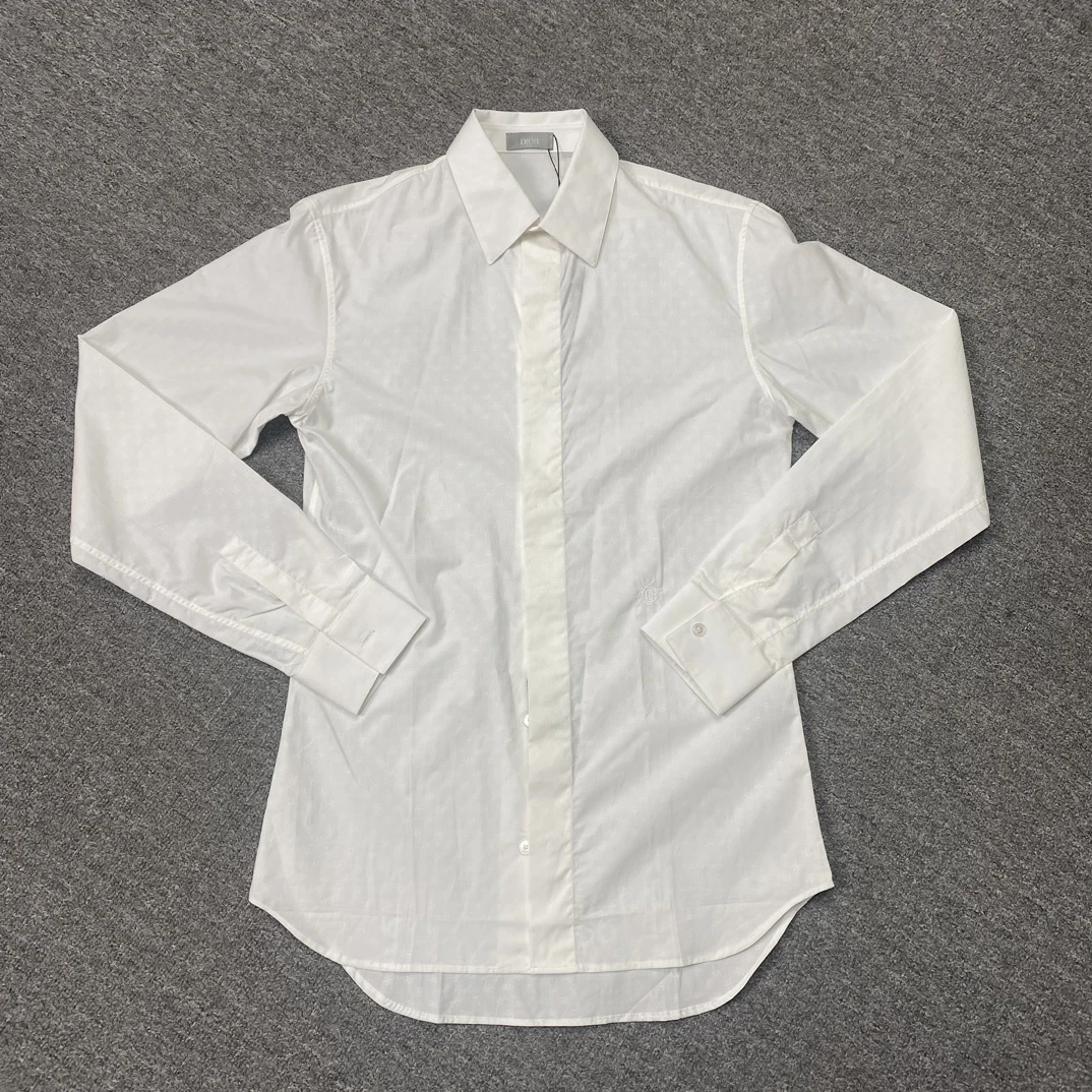 全新未使用 DIOR/迪奥 男士经典款白色满印暗纹提花衬衫   117913