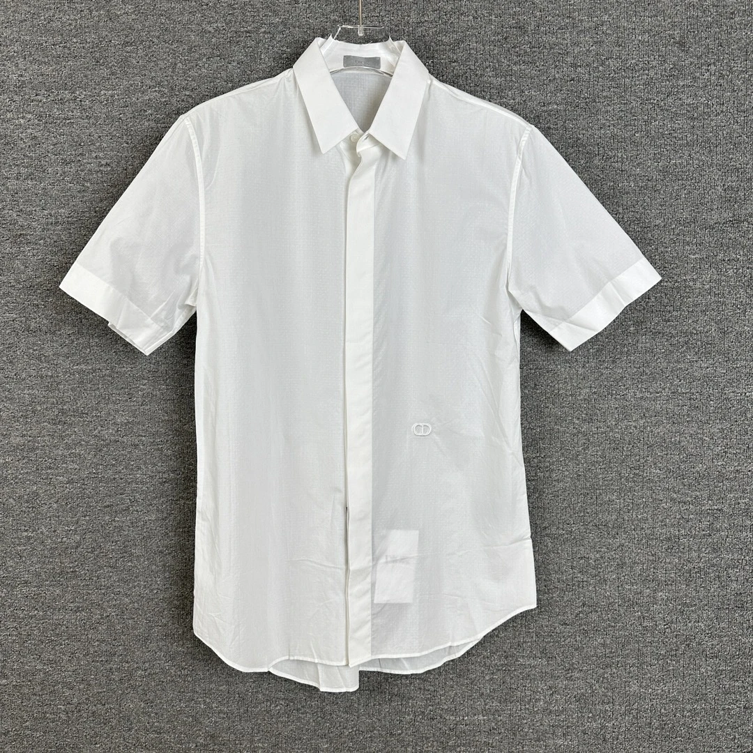 全新未使用 DIOR/迪奥 男士白色CD短袖衬衫休闲时尚百搭款 129045