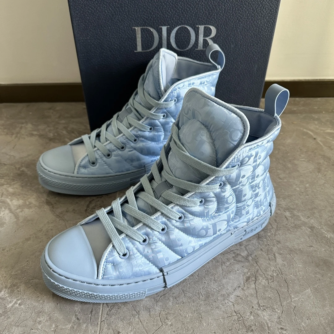 全新未使用 DIOR/迪奥 蓝色老花B23高帮板鞋休闲时尚百搭 129326