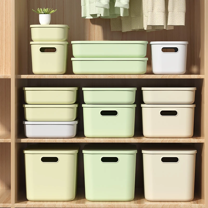 收纳盒桌面杂物零食玩具家用长方形整理篮塑料筐置储物盒子收纳箱