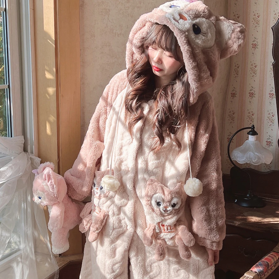 玲娜贝儿睡衣女秋冬季珊瑚绒加绒加厚可爱ins风可外穿家居服套装