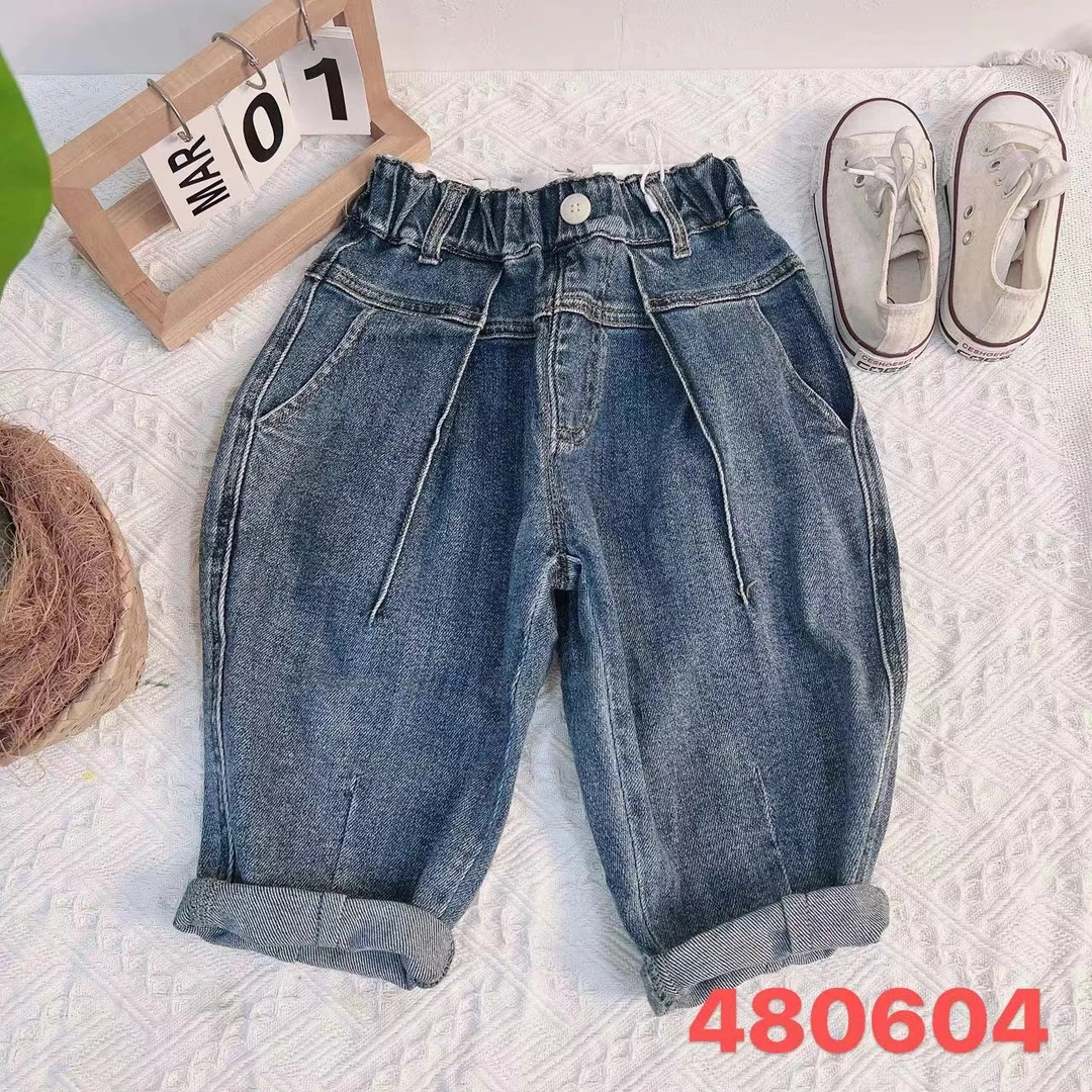 480604蓝色时尚内包条经典款高端牛仔裤