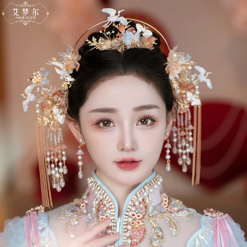 AIMENGER/艾梦尔仙女古风步摇圣女冠头饰高级礼服旗袍化妆师跟妆
