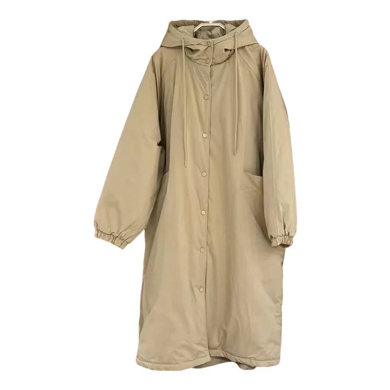 冬季时尚连帽纯色休闲棉衣简约大气女装百搭防风