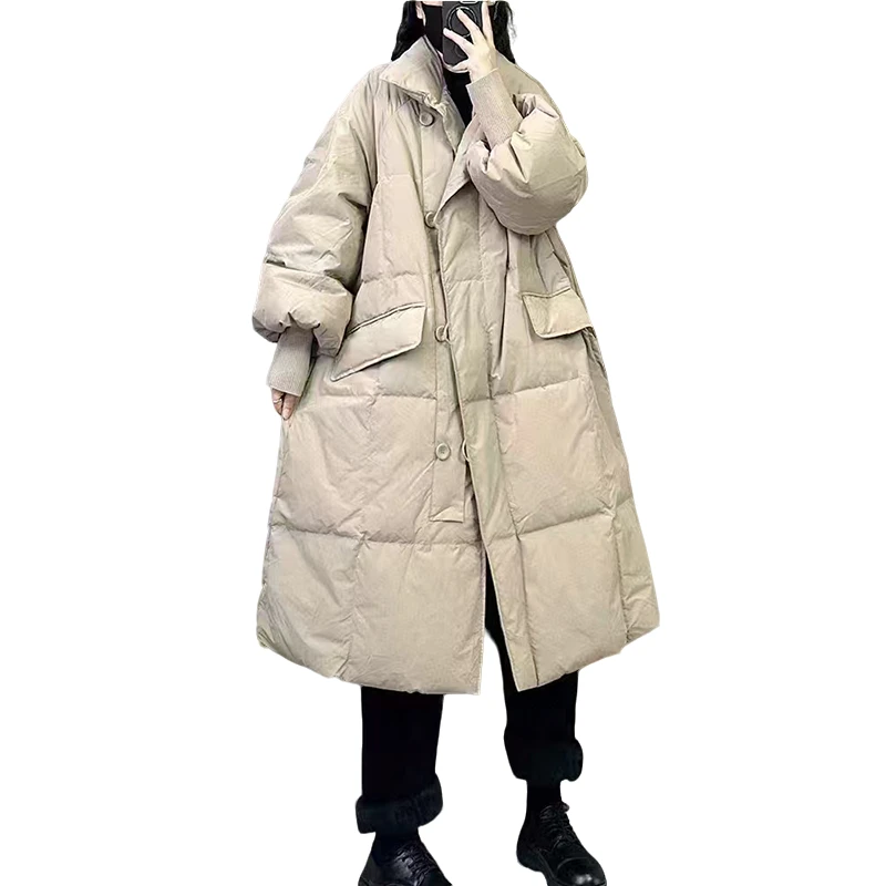 2025冬季新款长款羽绒气质立领时尚百搭加厚设计感宽松显瘦羽绒服