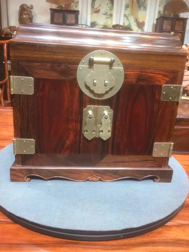 双12活动大红酸枝木官皮箱中式红木首饰收纳盒带锁实木文玩珠宝玉