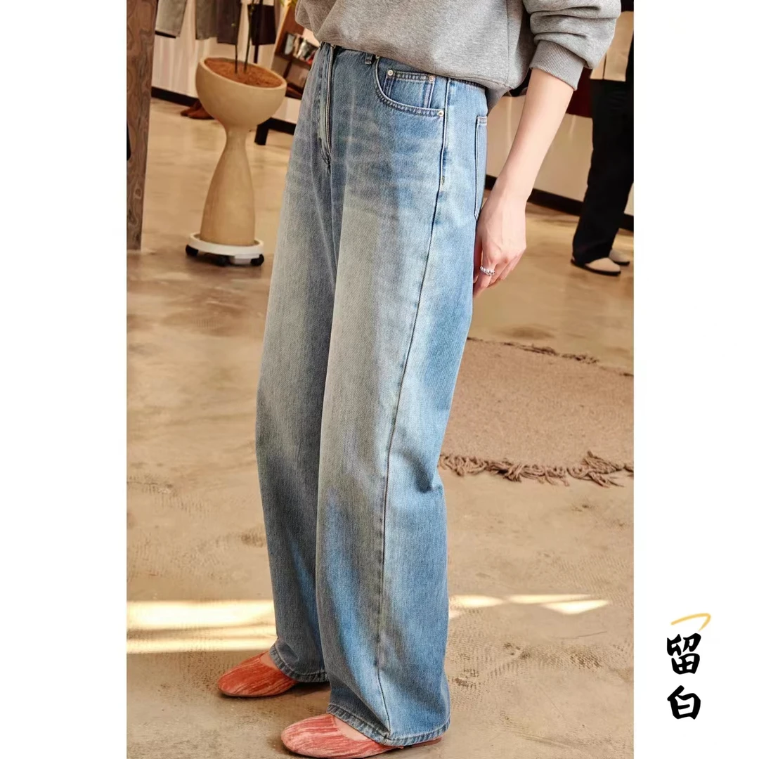 牛仔裤直筒蓝色水洗柔软