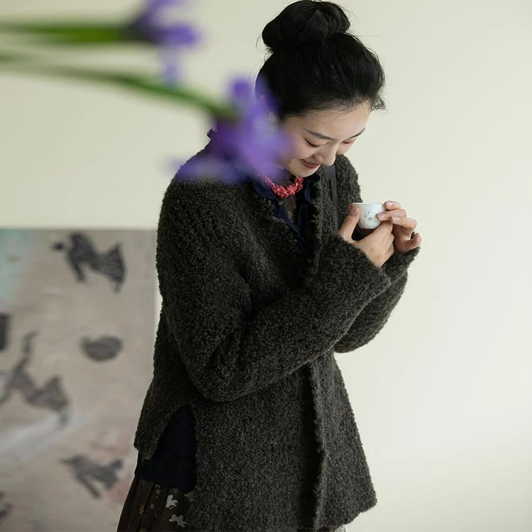 牧衣游原创 落拓感毛织外套不规则镂空设计感毛衣开衫女新款 允初