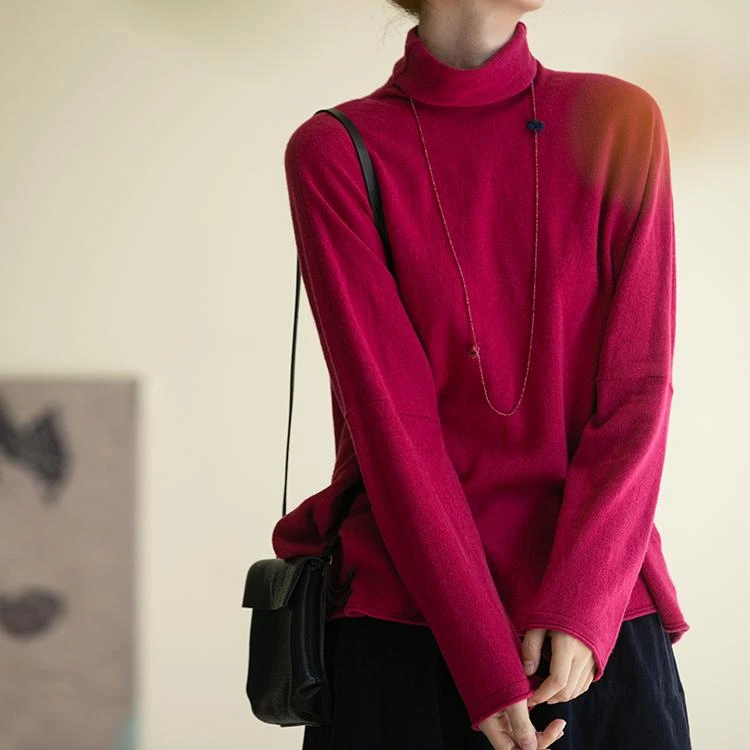 牧衣游原创 进口澳毛套头衫女新款软糯轻薄内搭高领打底衫 城里