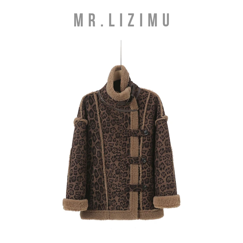 李子木先生潮牌外套女豹纹洋气短外套新款通勤外套秋冬复古穿搭