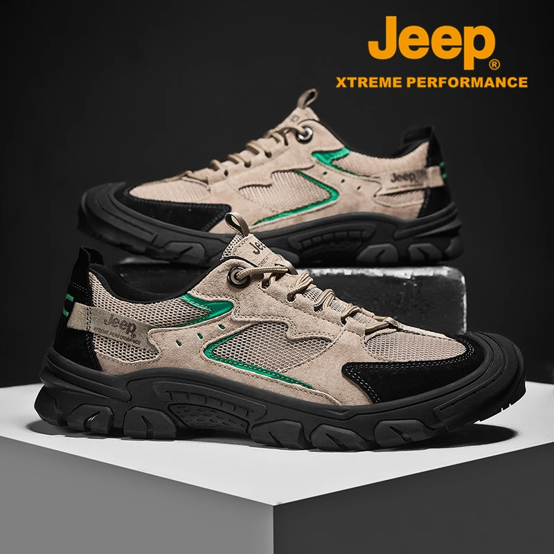 JEEP/吉普户外休闲鞋夏季男士轻便低帮软底网面旅行徒步登山鞋男