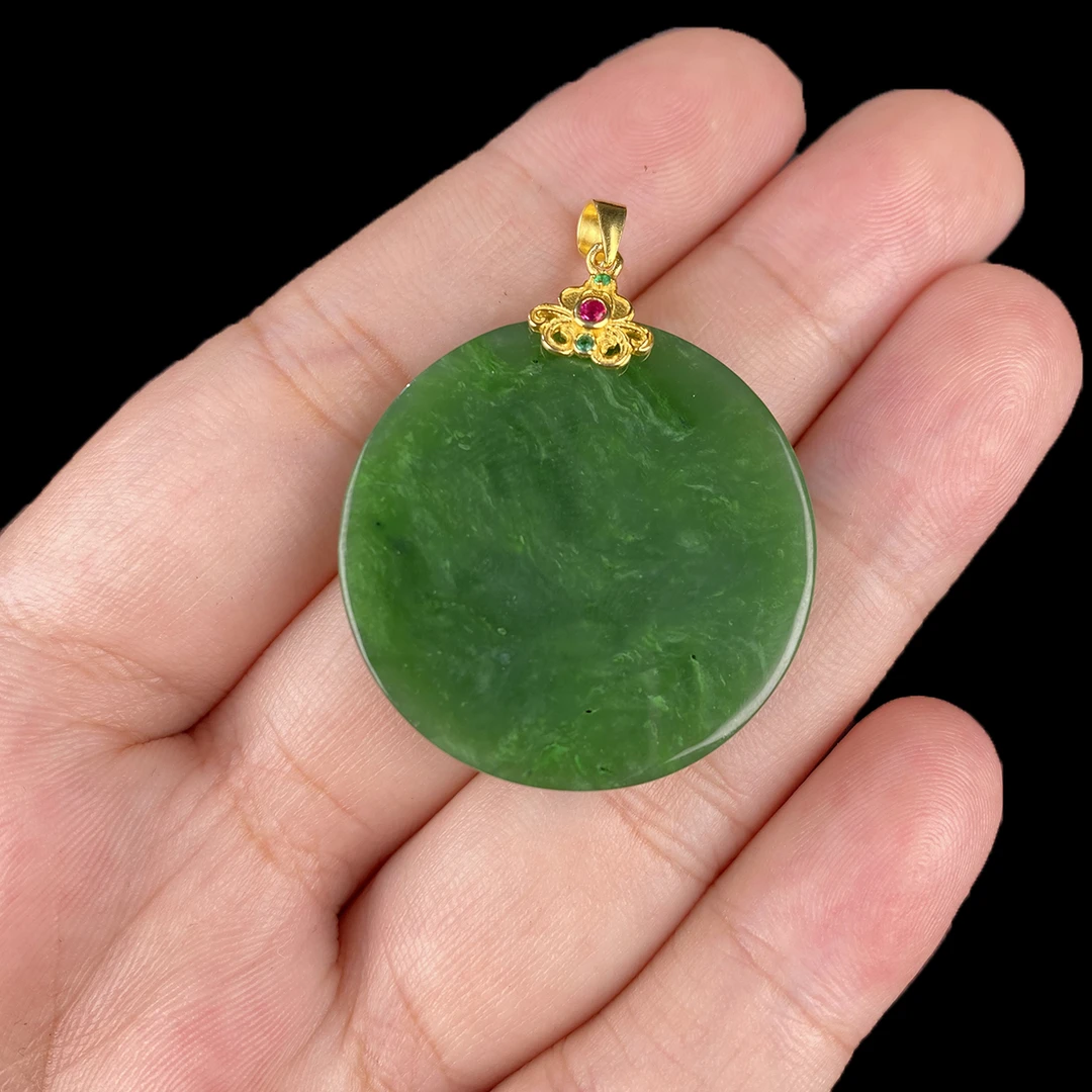 【麦子家族】天然和田挂件吊坠碧玉S925银无事牌多样性发1 D0272