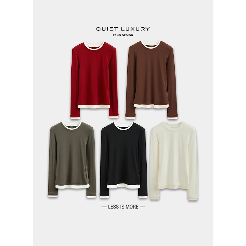 LF【冬日开场】自发热细腻亲肤假两件加绒打底衫高奢灵芝山羊绒内搭