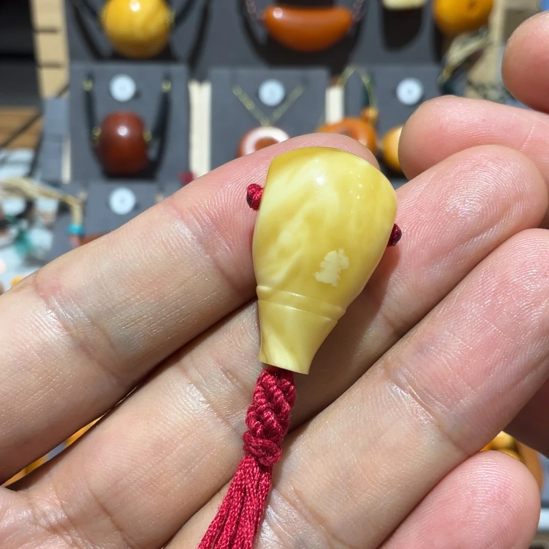 蜜蜡颈饰未镶嵌天然原矿蜜蜡白花蜡佛塔三通厚15mm