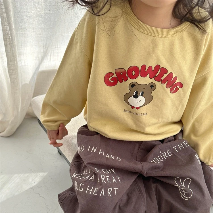 童装2024春款儿童卡通印花卫衣男童女童短款圆领长袖卫衣24058