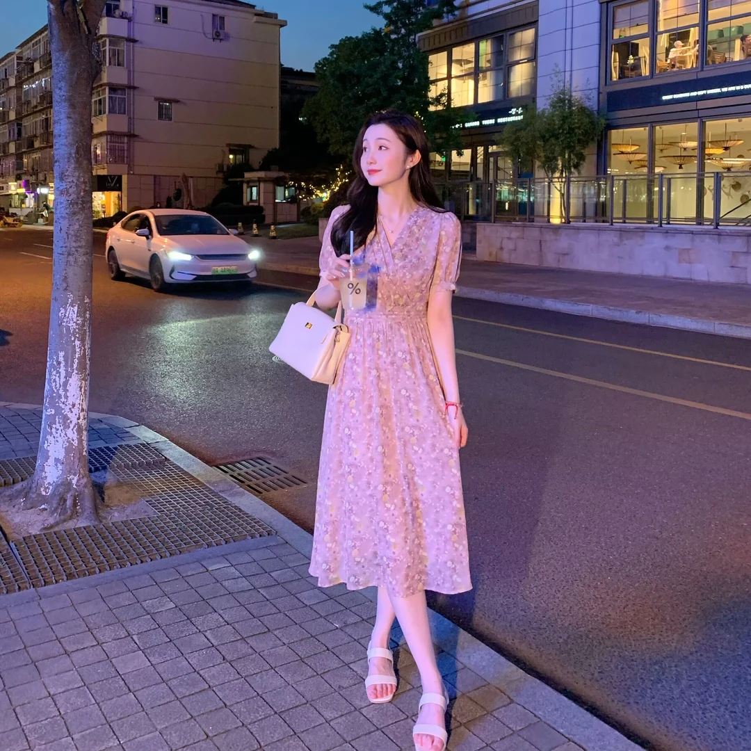 Candy Cloud清货【莫奈花园】夏季显瘦气质碎花女装连衣裙LYQ231/5