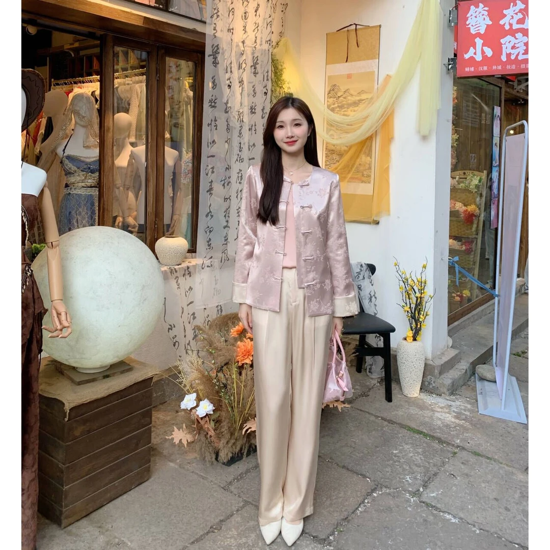 Candy Cloud朝花夕拾 正反两穿高端提花缎国风新中式外套WT72/5