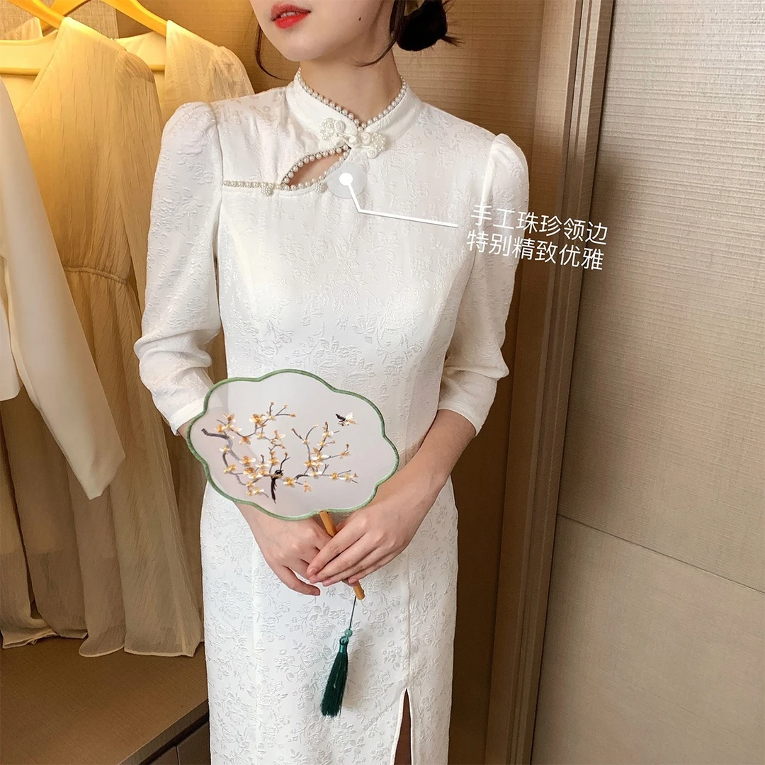 Candy Cloud清司藤 兰亭序立体提花新中式连衣裙 特别显瘦QP01/5