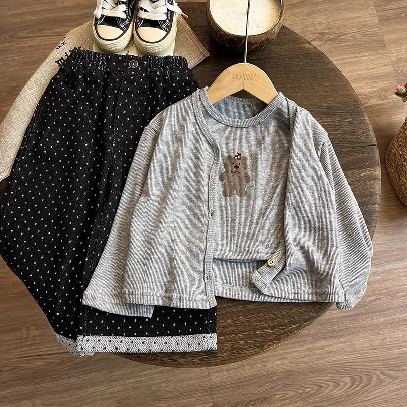 女童秋装套装2025新款洋气女宝宝外套秋季儿童阔腿裤春秋款三件套