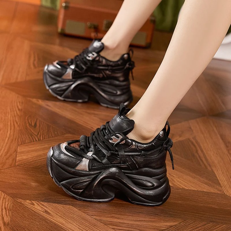 时尚老爹鞋秋季新款内增高女厚底鞋复古做旧耐脏 9cm女鞋子百搭