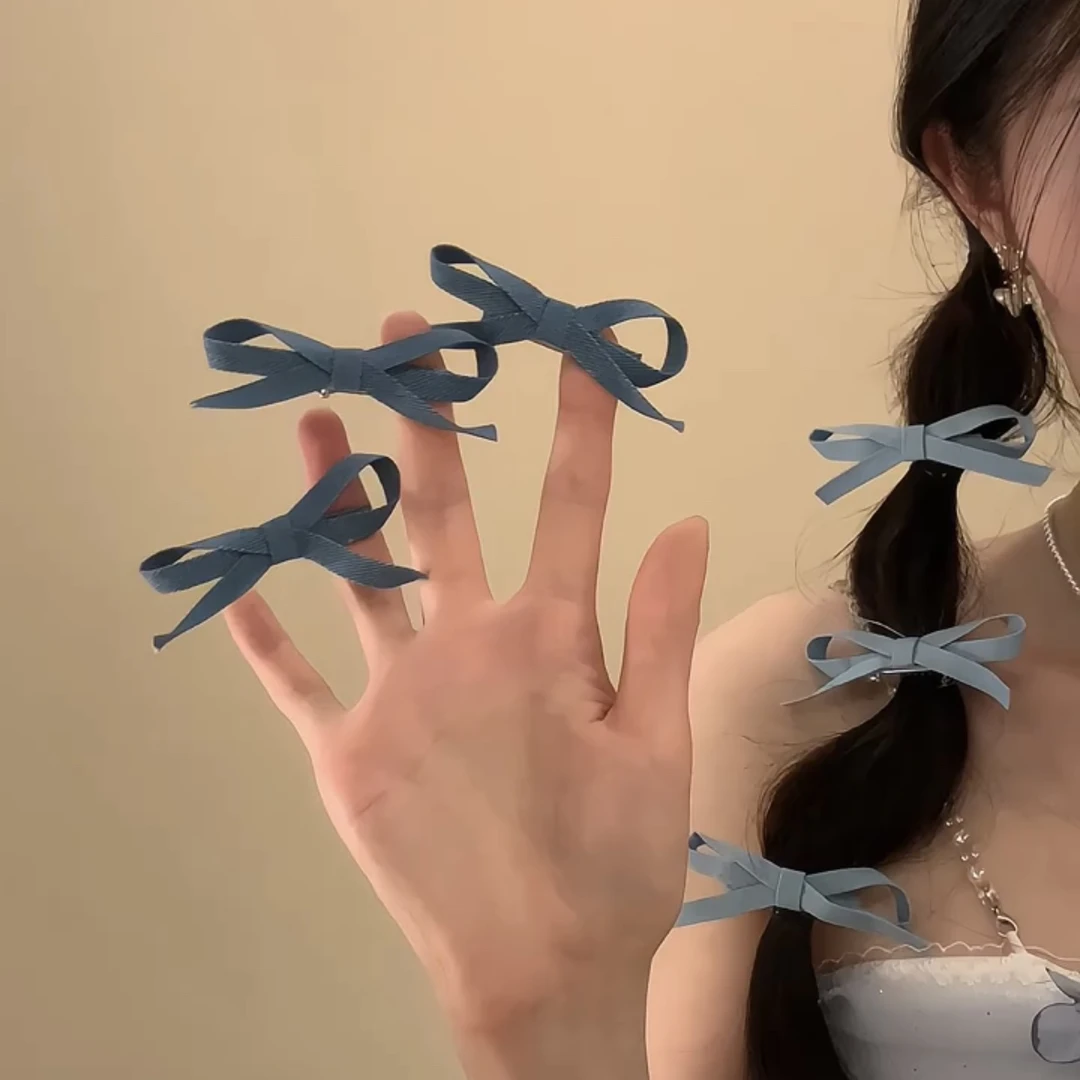 少女丝带~三件套蝴蝶结发夹芭蕾风刘海侧边夹森系甜美气质碎发夹