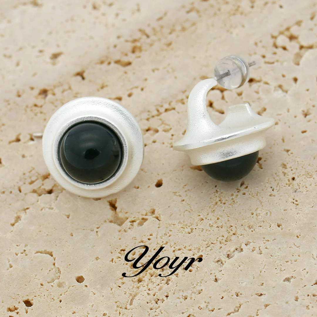 YOYR 铜合金耳饰 行星耳钉 ins欧美风黑耀小众时髦气质耳钉