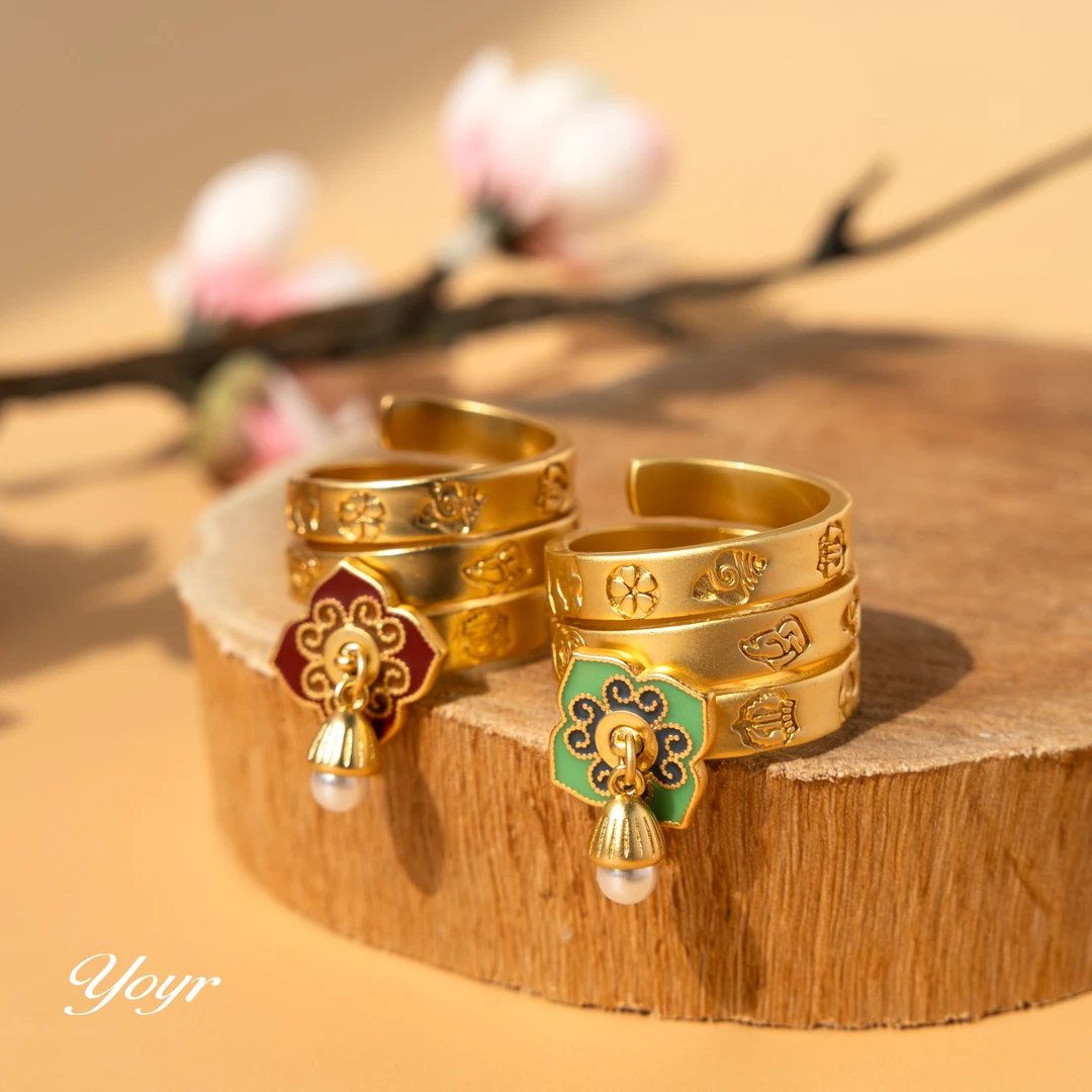 YOYR 铜合金戒指 【旋花】新中式春夏复古国风设计感古风气质戒指