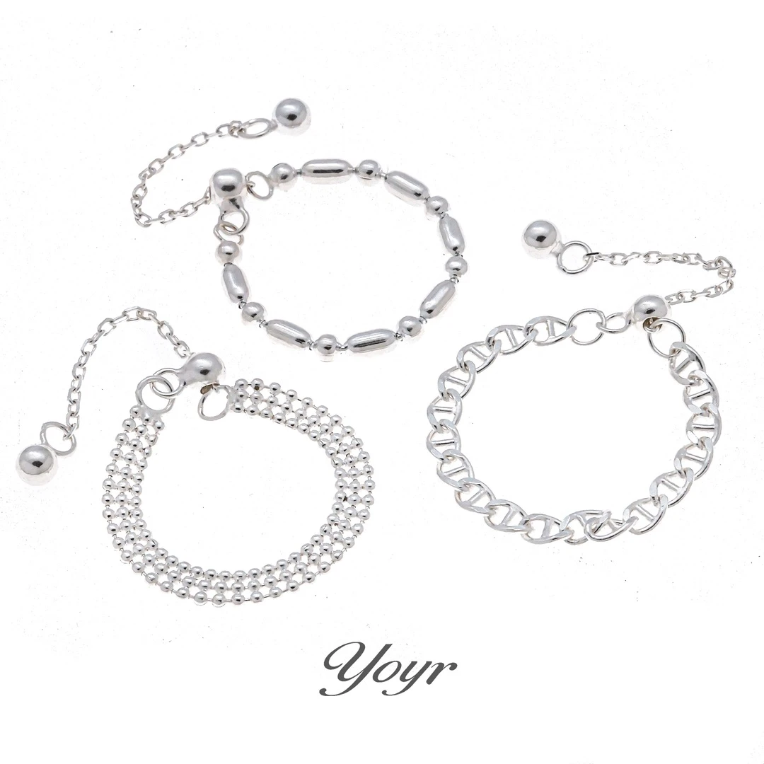 YOYR 925银戒指 【夏夏专属】遇见 戒指三件套 韩系百搭轻奢可抽拉