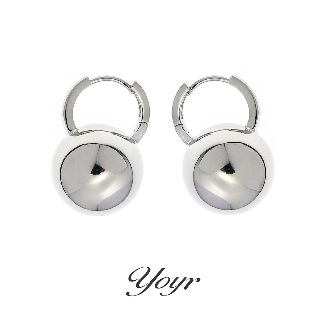 铜合金耳饰 摩登圆球耳扣极简冷淡风耐看高级感素款气质耳环百搭