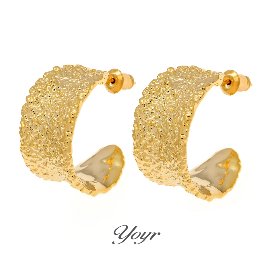 YOYR 铜合金耳饰 熔岩月牙耳环设计感轻奢大气通勤百搭OL气质耳环