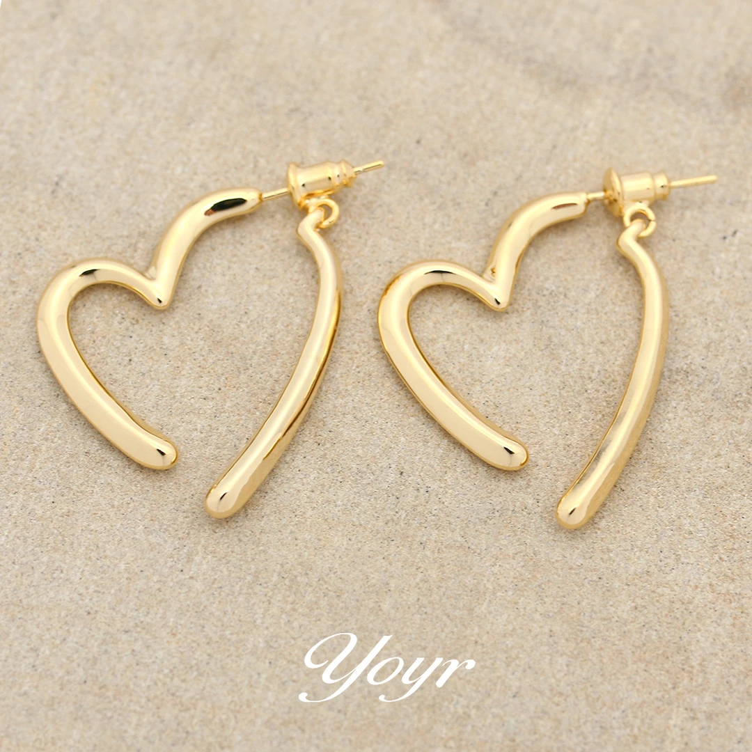 YOYR 铜合金耳饰 设计感前后戴爱心耳钉秋季穿搭配饰轻奢气质耳环