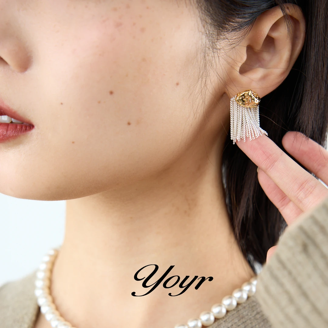 YOYR 铜合金耳饰 金银撞色拼接流苏百搭时髦高级感个性气质耳环