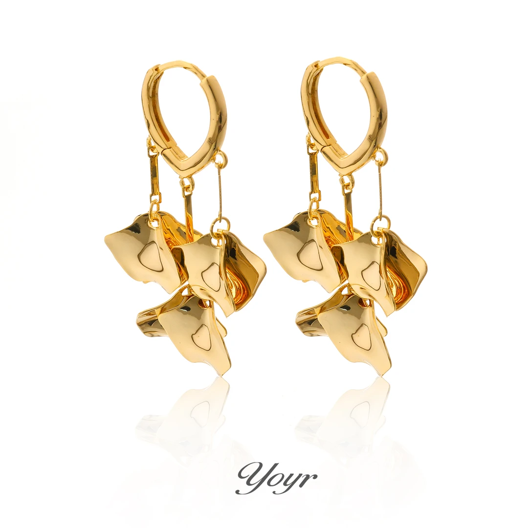 YOYR 铜合金耳饰 流苏花朵耳扣 高级感小众设计个性长款流苏耳钉