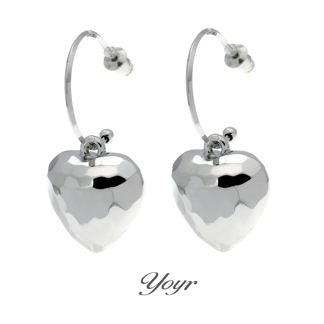 YOYR 铜合金耳饰 【威廉妈妈】迪斯科爱心耳钉时尚甜酷设计感耳环