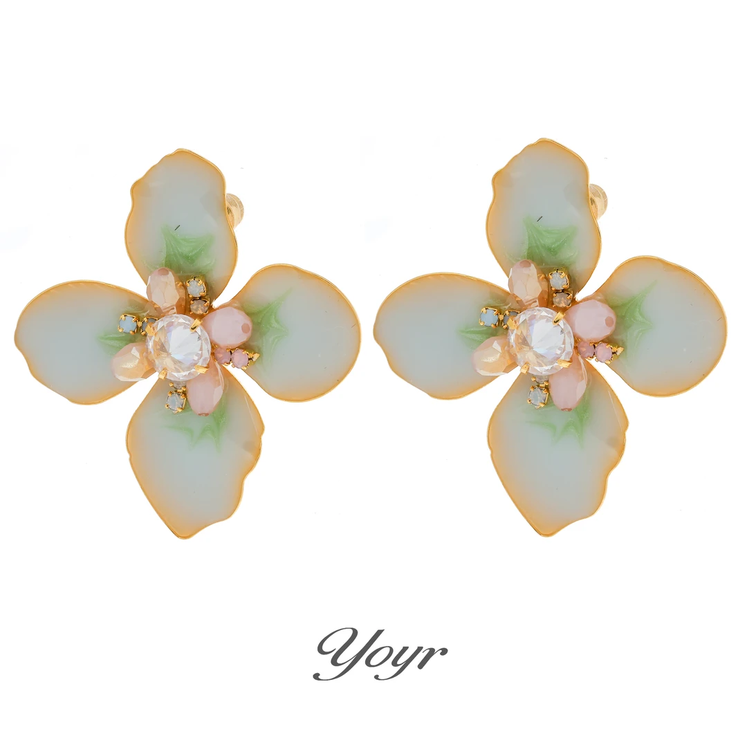 YOYR 铜合金珐琅耳饰 琉璃鲜花耳钉超仙少女感轻奢高品质精品耳环