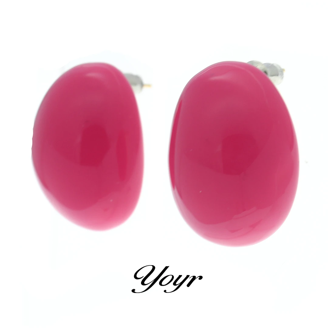 YOYR 铜合金耳饰 粉蛋蛋耳钉 秋冬轻奢气质百搭简约质感耳环
