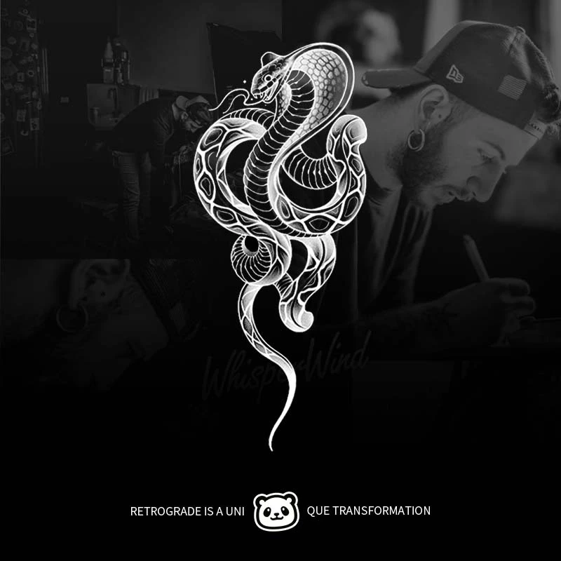 草本纹身贴男女半臂花臂蛇潮流暗黑果汁刺青显色潮流2024款