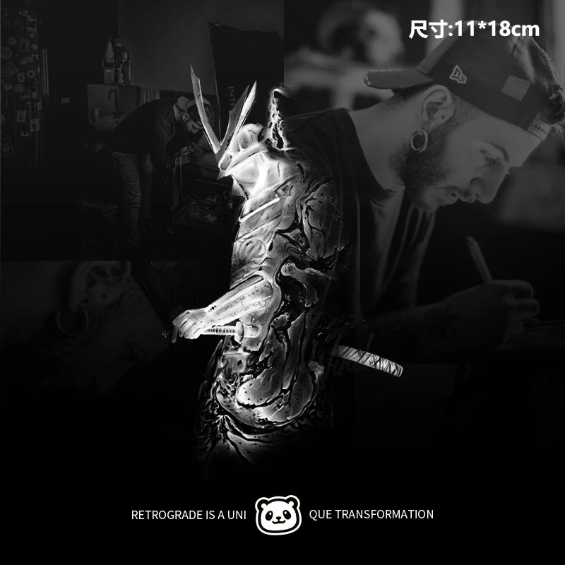 日系唯美武士果汁纹身贴防水持久侍卫刀半永久仿真刺青不反光手臂