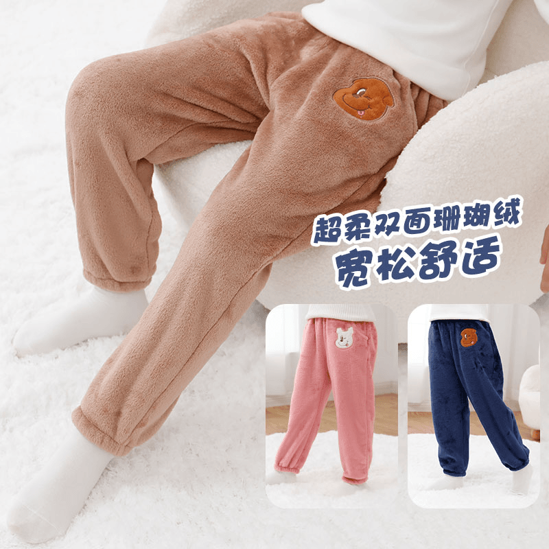 宝宝加绒加厚保暖瑚兰绒睡裤婴儿休闲裤子儿童暖暖裤冬季绒裤长裤