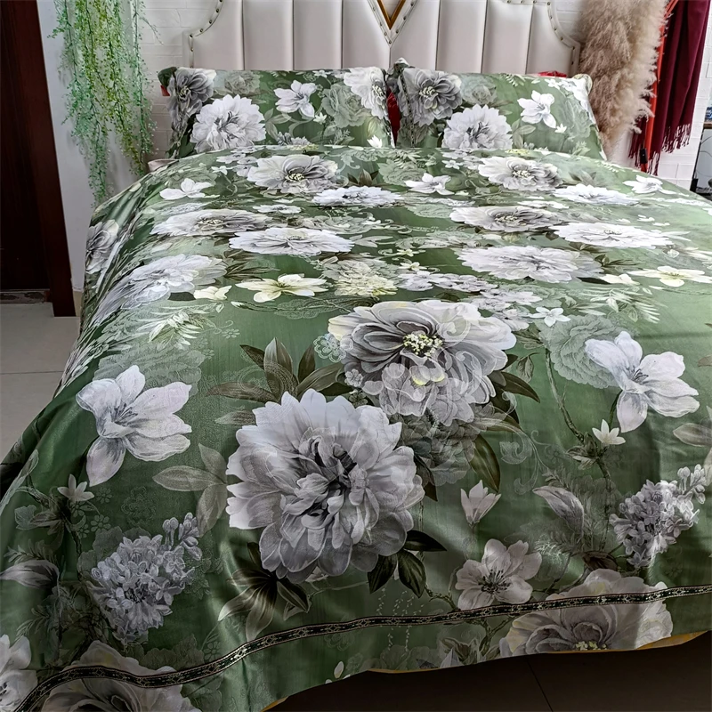 安羽婷高端欧式提花四件套四季款大版花床品轻奢加厚床盖