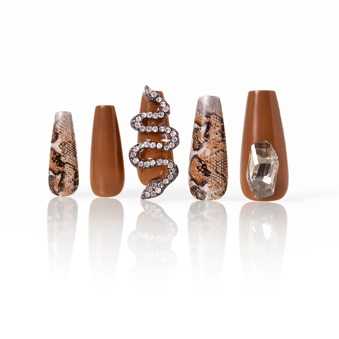 幻调Snakement 学蛇 |  设计师款蛇纹闪钻指尖渐变穿戴美甲732