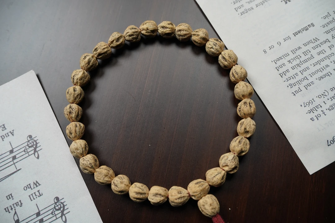 【白榆·纯原装】一刀未动白芽口单圈百香籽·热振柏香籽文玩手串