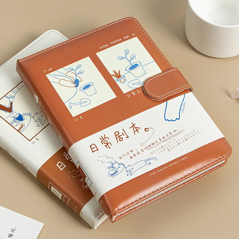 青禾纪日常剧本手账本笔记本子创意磁扣本学生简约可爱少女心日记